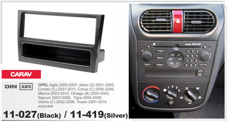 Рамка Opel Astra G 2001-2005 1DIN silver CARAV 11-419