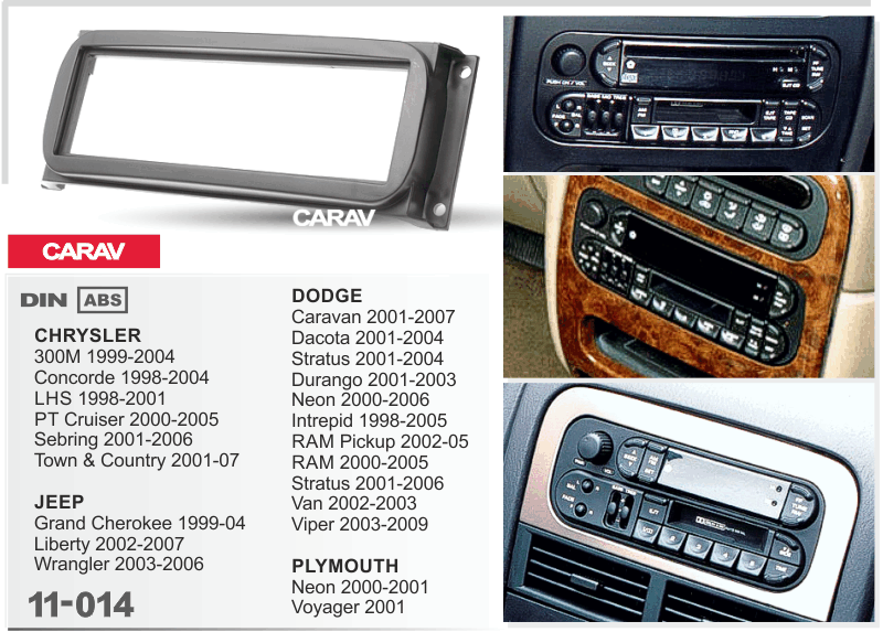 Рамка CHEVROLET/JEEP/DODGE/PLYMOUT CARAV 11-014 1DIN