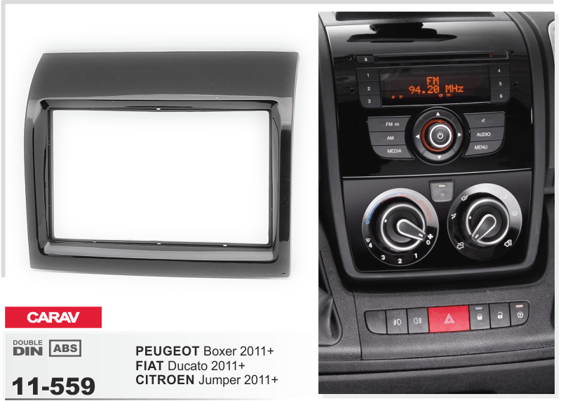 Рамка Peugeot Boxter/FIAT Ducato/CITROEN Jumper с 2011, 2DIN CARAV 11-559