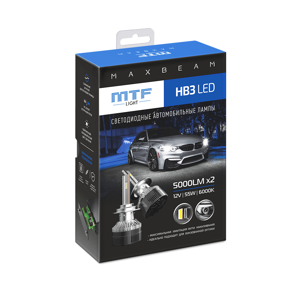 Лампа светодиодная MTF MaxBeam HB3 6000K