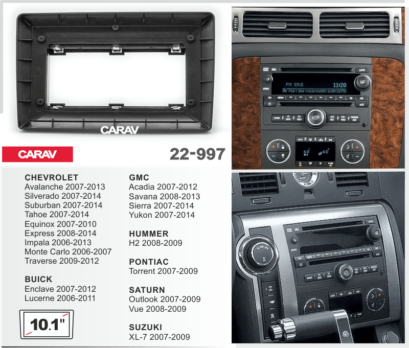 Рамка CHEVROLET Tahoe 2007-2014, HUMMER H2 2008-2009 для MFA дисплея 10" CARAV 22-997