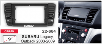 Рамка Subaru Legacy, Outback 2003-2009 для MFB дисплея 9" CARAV 22-664 ЛЕВЫЙ РУЛЬ