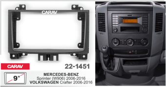 Рамка MERCEDES Sprinter 2006 - 2018, VW Crafter 2007 - 2014 для MFB дисплея 9" Carav 22-1451