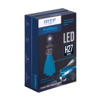 Лампа светодиодная MTF ProFLEX MAX H27 880/881, 6000K, 4500lm, 12-24V, 45W, NO FAN, 2шт PX27K5