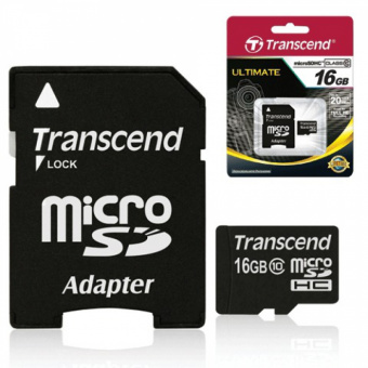 Карта памяти 16Gb Transcend micro SDHC (10 класс)